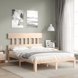 vidaXL Estructura de cama con cabecero madera maciza 140x200 cm
