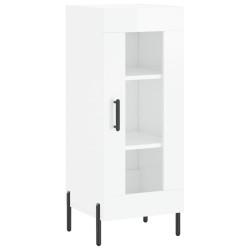vidaXL Aparador de madera contrachapada blanco brillante 34,5x34x90 cm