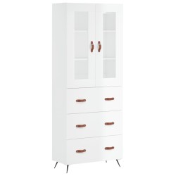 vidaXL Aparador alto madera contrachapada blanco brillo 69,5x34x180 cm
