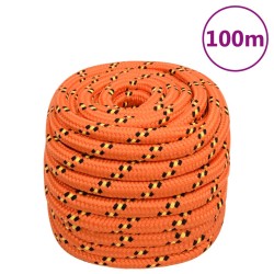 vidaXL Cuerda de barco polipropileno naranja 20 mm 100 m