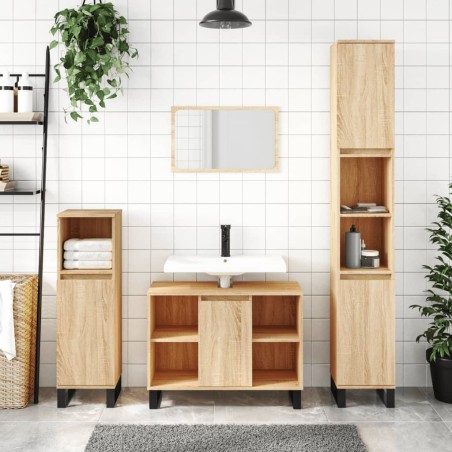 vidaXL Mueble de baño madera de ingeniería roble Sonoma 80x33x60 cm