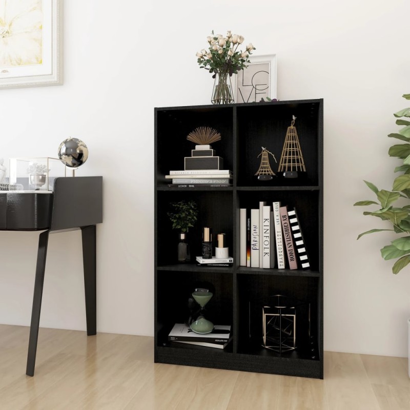 vidaXL Estantería de madera maciza de pino negra 70x33x110 cm