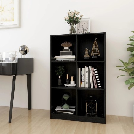 vidaXL Estantería de madera maciza de pino negra 70x33x110 cm