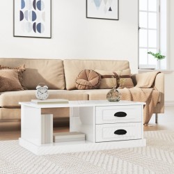 vidaXL Mesa de centro madera contrachapada blanco brillo 90x50x35 cm