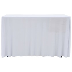 vidaXL Fundas elásticas para mesa 2 uds con falda 183x76x74 cm blanco
