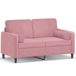 vidaXL Sofá de 2 plazas con cojines terciopelo rosa 120 cm