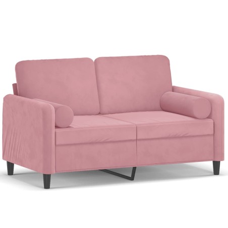vidaXL Sofá de 2 plazas con cojines terciopelo rosa 120 cm