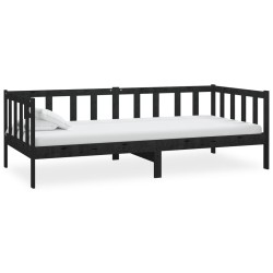 vidaXL Sofá cama de madera maciza de pino negro 90x200 cm