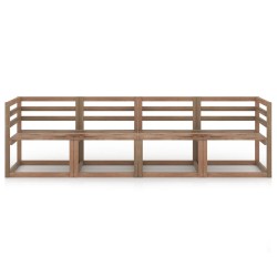 vidaXL Set de sofá de jardín de palets 4 pzas madera impregnada marrón