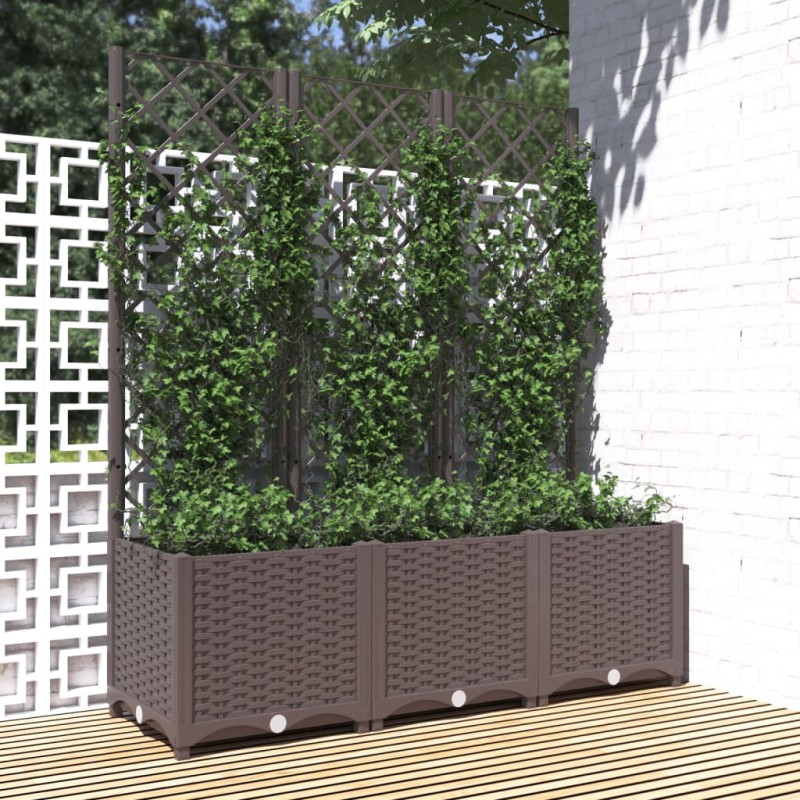 vidaXL Jardinera con enrejado PP marrón 120x40x136 cm vidaXL Jardinera con enrejado PP marrón 120x40x136 cm