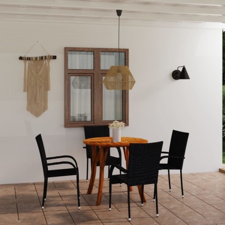 vidaXL Juego de comedor para jardín 5 piezas negro