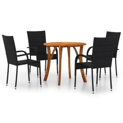 vidaXL Juego de comedor para jardín 5 piezas negro