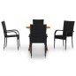 vidaXL Juego de comedor para jardín 5 piezas negro
