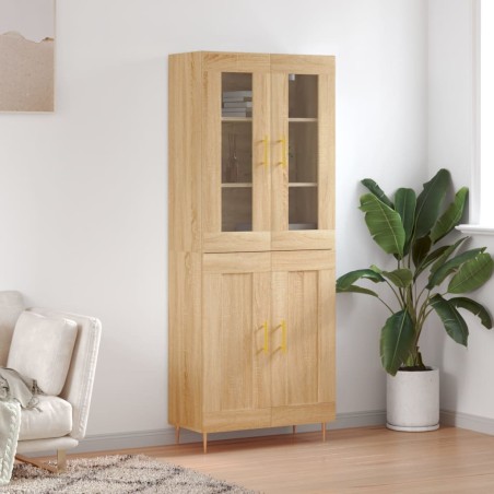 vidaXL Aparador alto madera contrachapada color roble 69,5x34x180 cm