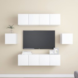 vidaXL Set de muebles de salón TV 6 piezas madera de ingeniería blanco