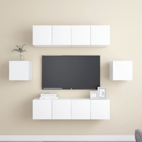 vidaXL Set de muebles de salón TV 6 piezas madera de ingeniería blanco