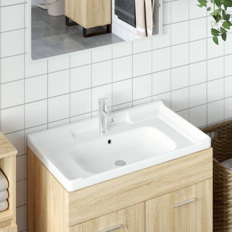 vidaXL Lavabo de baño rectangular cerámica blanco 81x48x23 cm