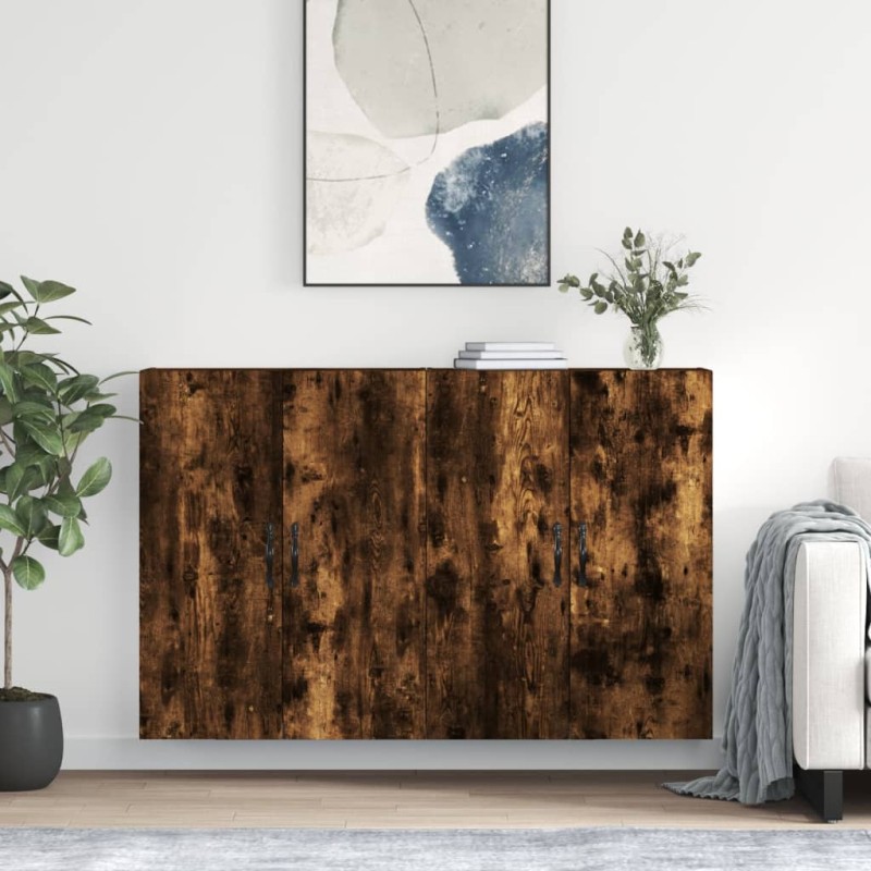 vidaXL Armarios de pared 2 uds madera de ingeniería roble ahumado vidaXL Armarios de pared 2 uds madera de ingeniería roble ahumado