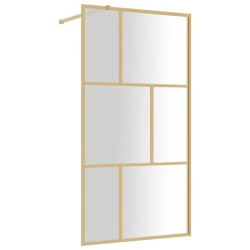 vidaXL Mampara puerta ducha vidrio transparente ESG dorado 100x195 cm