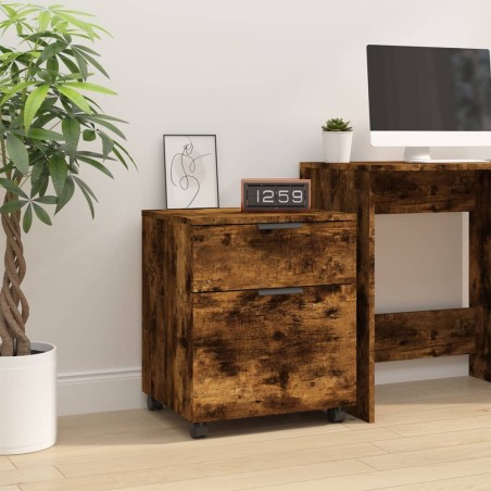 vidaXL Archivador ruedas madera contrachapada roble ahumado 45x38x54cm