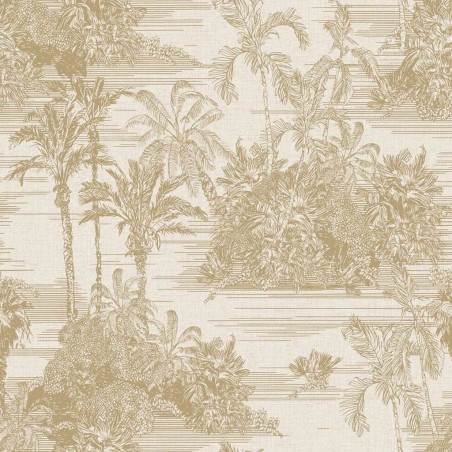 DUTCH WALLCOVERINGS Papel pintado Tropical beige y dorado