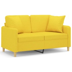 vidaXL Sofá de 2 plazas con cojines tela amarillo claro 120 cm