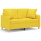 vidaXL Sofá de 2 plazas con cojines tela amarillo claro 120 cm