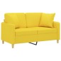 vidaXL Sofá de 2 plazas con cojines tela amarillo claro 120 cm