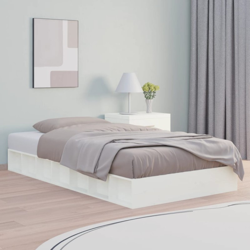 vidaXL Estructura cama doble pequeña madera maciza blanco 120x190 cm