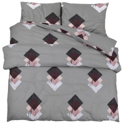 vidaXL Juego de funda nórdica algodón gris 200x200 cm