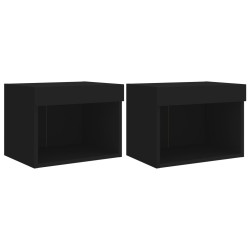 vidaXL Mesitas de noche de pared con luces LED 2 unidades negro