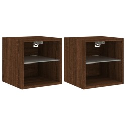vidaXL Muebles TV de pared luces LED 2 uds roble marrón 30x28,5x30 cm