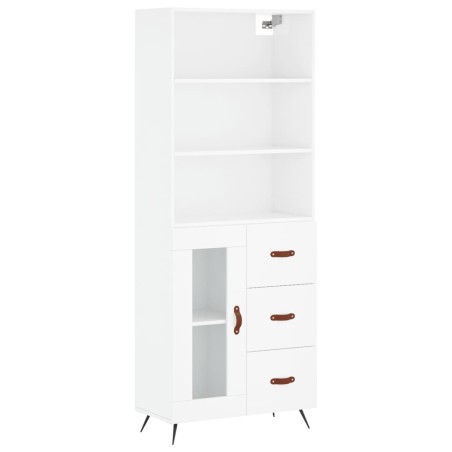 vidaXL Aparador alto madera contrachapada blanco brillo 69,5x34x180 cm