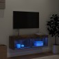 vidaXL Mueble para TV con luces LED roble ahumado 100x30x30 cm vidaXL Mueble para TV con luces LED roble ahumado 100x30x30 cm