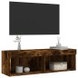 vidaXL Mueble para TV con luces LED roble ahumado 100x30x30 cm vidaXL Mueble para TV con luces LED roble ahumado 100x30x30 cm