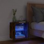 vidaXL Mesita de noche de pared con luces LED roble ahumado