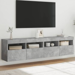 vidaXL Muebles TV de pared luces LED 2 uds gris hormigón 80x30x40 cm