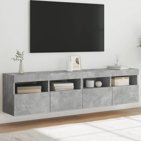 vidaXL Muebles TV de pared luces LED 2 uds gris hormigón 80x30x40 cm