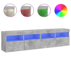 vidaXL Muebles TV de pared luces LED 2 uds gris hormigón 80x30x40 cm