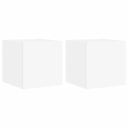 vidaXL Muebles de TV de pared con luces LED 2 uds blanco 30,5x35x30 cm