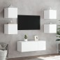 vidaXL Muebles de TV de pared con luces LED 2 uds blanco 30,5x35x30 cm