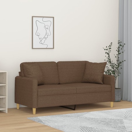 vidaXL Sofá de 2 plazas con cojines tela marrón 140 cm