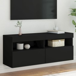 vidaXL Mueble de TV de pared con luces LED negro 100x30x40 cm