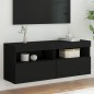 vidaXL Mueble de TV de pared con luces LED negro 100x30x40 cm