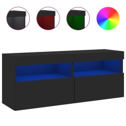 vidaXL Mueble de TV de pared con luces LED negro 100x30x40 cm