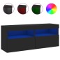vidaXL Mueble de TV de pared con luces LED negro 100x30x40 cm