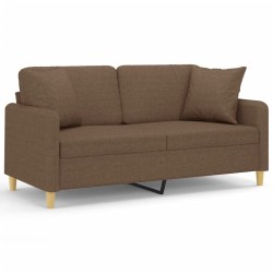 vidaXL Sofá de 2 plazas con cojines tela marrón 140 cm