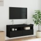 vidaXL Mueble de TV de pared con luces LED negro 100x30x40 cm