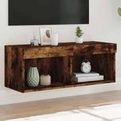 vidaXL Mueble para TV con luces LED roble ahumado 80x30x30 cm