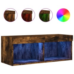 vidaXL Mueble para TV con luces LED roble ahumado 80x30x30 cm
